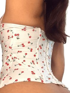 Trendy White Strapless Tank Top, Cute Summer Party Tank Top, Red Sleeveless Top With Cherry Print, Sleeveless Red Top With Cherry Print, Cute Fitted Tank Top For Spring, Fitted Sleeveless Cherry Print Tops, Fitted Sleeveless Top With Cherry Print, Fitted Cherry Print Tops For Spring, Cute Sleeveless Strawberry Print Top