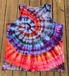 Custom Handcrafted ice dye tie dye tank top. This shirt was made using a Gildan Heavy Cotton tank top. Men's size XL.