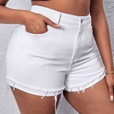 Never Worn White Jean Shorts Shein Shorts, White Bottoms, White Jean Shorts, Jean Shorts, Denim Shorts, High Waist, Color White, High Waisted, Womens Shorts