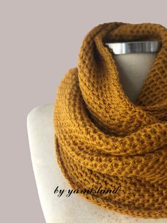 Fast shipping gift on your order of three or more. This knit infinity scarf is perfect and cozy accessory to keep you warm and stylilsh. The scarf is long to make two big loops, its very soft and comfortable. You will always look chic and elegant wearing my carefully designed feminine pieces. Made of very soft acrylic yarn. Gives a feeling of wool. Color: Mustard and choose Circum lenght ; 48 inches Lenght; 24 inches Width ; 12 inches *Handwash gently in cool or lukewarm water and lay flat to dr Casual Yellow Scarf For Winter, Casual Yellow Winter Scarf, Yellow Winter Scarf, One Size, Yellow Winter Scarf One Size, Man Scarf, Mens Knitted Scarf, Mustard Scarf, Burgundy Scarf, Chunky Cowls