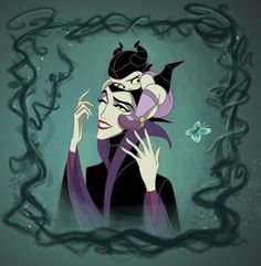 maleficent from disney's the hunchlings with her hair blowing in the wind