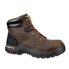 Carhartt Footwear brings new life to an old concept; quality work footwear. We build footwear using the highest standards of design, componentry and construction to insure that the Carhartt product you are wearing stands up to the job you are doing. Premium materials throughout and attention to detail in the manufacturing process produce unmatched features and benefits. Proprietary outsoles and insoles are engineered to work together to provide optimal performance. Upper materials, like premium Brown Work Boots, Mens Rugged, Composite Toe Work Boots, Leather Work Boots, Carhartt Womens, Mens Fashion Rugged, Carhartt Women, Men Carhartt, Safety Boots