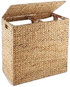 a large woven basket with two handles