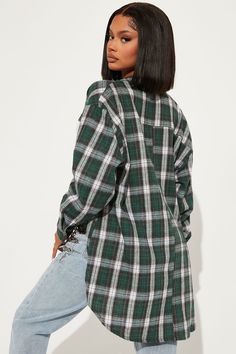 Available In Green/combo And Black/combo. Oversized Tunic Collared Button Front Plaid Long Sleeve Disclaimer: Pattern Placement Will Vary 80% Polyester 20% Cotton Imported | Pretty In Plaid Oversized Flannel Top in Green size Medium by Fashion Nova Oversized Flannel, Oversized Tunic, Flannel Tops, Long Sleeve Flannel, Green Outfit, Women Shirts Blouse, Shirts Blouses, Flannel Shirt, Plaid Shirt