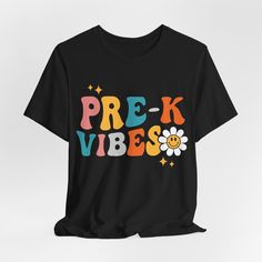 This updated, short-sleeve Pre K Vibes crewneck graphic tee fits like a well-loved favorite. Super soft cotton and excellent quality print will make you fall in love with it over and over again. .: 100% Soft cotton (fibre content may vary for different colors) .: Light fabric (4.2 oz/yd² (142 g/m .: Retail fit .: Tear away label .: Runs true to size Unsure about sizing?  Please measure one of your favorite t-shirts and compare its measurements to the size chart to ensure a great fit. Bella + Can First Day Of School Preschool, Daisy Graphic, Crewneck Graphic, Retro Daisy, Preschool Class, First Day Of School, Teacher Shirts, Teacher Appreciation, First Day