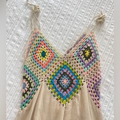 New, Azura, Boho Colorful Crochet Sundress With Adjustable Tie Straps, Size: S Smokefree Home Never Worn No Stains,Rips Or Tears Crochet Sundress, Colorful Crochet, Boho Beauty, Colorful Boho, Sundress, New Dress, Womens Dresses, Crochet, Pink