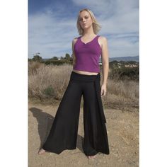 Women's Yoga Parvati Pants with wrap around attached belt to yoga pants. Luminous video model Alissa is 5’6” wearing medium Parvati Pants Long and a small Archer Tank. Rayon from organically grown bamboo , spandex ,organic cotton. Colors Black,White, Plum Pants are Hand Made ~Pre Shrunk Pre Washed Eco Friendly Sustainable Made yoga Pants Made in Los Angeles,California, USA Luminous Being Yoga Model is 5'4 tall size 6-Medium Plum Pants, Flower Pants, Elephant Pants, White Plum, Activewear Brands, High Waisted Flares, Activewear Fashion, Boho Kimono, Activewear Sets