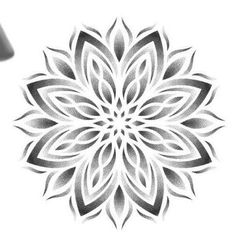 a black and white drawing of a flower on a table next to a lamp shade