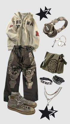 Grunge Style Outfits, Collar Outfits, Colorful Grunge, Grunge Fits, Androgynous Outfits, 일본 패션, Tomboy Style Outfits, Y2k Outfits, Swaggy Outfits