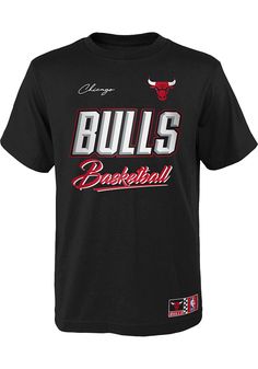 Your future Chicago Bulls will be ready for the game with this Chicago Bulls Youth Black Short Sleeve Tee. This Court VS Track T-Shirt features a soft hand screen print team graphic. Soft hand screen print team graphic, Self fabric neck tape, Heat transfer jocktag, Short sleeve, Crew neck, Perfect for any young sports fan!, 100% COTTON, 8 Chicago Bulls Basketball, Bulls Basketball, Nba Chicago Bulls, Track Shorts, Kids Sports, Chicago Bulls, T Shirt Print, Sport Outfits, Tshirt Print