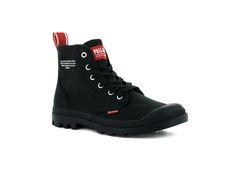 PAMPA HI DARE - Palladium Casual High-top Boots With Red Sole, Casual Lace-up Boots With Red Sole, Casual Mid-top Canvas Boots, Outdoor Canvas Boots For Fall, Casual Ankle-high Boots With Red Sole, Casual High-top Canvas Boots, Casual Canvas Boots With Round Toe, Casual Black Boots With Red Sole, Casual Black Canvas Boots