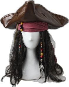 Brown Costume Accessories For Cosplay Halloween, Adjustable Costume Hats And Headpieces, Themed Adjustable Costume Hats For Cosplay, Adjustable Pirate Hat For Costume, Adjustable Pirate Hat For Costumes, Adjustable Brown Halloween Costume Accessories, Themed Costume Hats And Headpieces For Cosplay, Themed Halloween Costume Cap, Themed Halloween Costume Cap Accessories