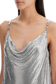 100% metal Metallic Mini Dress For Formal Summer Events, Metallic Mini Dress For Summer Formal Events, Luxury Metallic Dress For Night Out, Elegant Metallic Silver Mini Dress For Summer, Metallic Silver Mini Dress For Evening In Spring, Metallic Silver Mini Dress For Spring Evening, Spring Evening Metallic Silver Mini Dress, Chic Silver Mini Dress For Gala, Elegant Metallic Silver Mini Dress For Spring