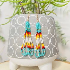 Beaded fringe earrings Southwestern Fringe Dangle Earrings, Southwestern Fringe Earrings With Round Beads, Southwestern Beaded Fringe Dangle Earrings, Southwestern Style Beaded Fringe Dangle Earrings, Turquoise Fringe Earrings With Round Beads, Turquoise Earrings With Fringe And Round Beads, Southwestern Multicolor Fringe Earrings, Beaded Fringe Dangle Earrings, Turquoise Fringe Beaded Drop Earrings