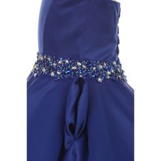 Sleeveless dull satin dress from Cinderella Couture for a spectacular allure. Dress comes in royal blue with high scoop neckline bodice with shimmering beading adorning the top as well as the waistline. The pleated satin skirt is classic, and the side pockets are the perfect touch to this fun dress. The back is open with gorgeous lace up. Suitable for junior bridesmaids and festive events. Prom Season Quinceanera Dress With Fitted Bodice For Pageant, Quinceanera Dress For Prom Season With Fitted Bodice, Princess Style Floor-length Prom Pageant Dress, Princess Style Floor-length Pageant Dress For Prom, Elegant Princess Dress For Quinceanera, Elegant Ball Gown For Prom And Pageant, Pageant Ball Gown Bridesmaid Dress, Elegant Quinceanera Dress With Fitted Bodice For Pageant, Blue Princess Dress For Prom Pageant