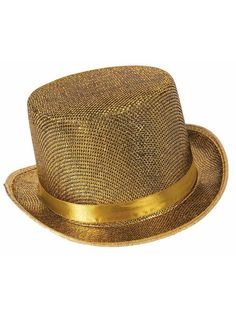 Check out Gold Top Hat - 2018 Costume Accessories | Costume SuperCenter from Costume Super Center Santa Claus Hat Gold, Glitter Mesh Top, Top Hat Costume, Casino Costumes, Jay Gatsby, Casino Party Foods, Casino Dress, Gold Costume, Gold Lame