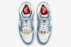 Wmns Air Jordan 1 Retro High OG ‘Denim’ Jordan 1 High Og Denim, Logo Wings, Jordan Model, Jumpman Logo, Womens Air Jordans, Jordan 1 High Og, Wings Logo, Air Jordan 1 Retro High Og, Jordan Sneakers