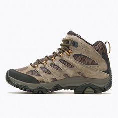 Moab 3 Mid, Walnut Merrell Moab, Mid Boots, Boots For Men, Rubber Heels, World Famous, Recycled Fabric, Crew Socks, Boots Men, Suede Leather