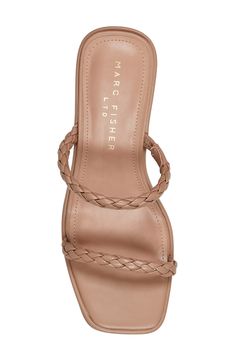 A duo of braided straps sweeps across this square-toe sandal balanced on a covered block heel to complete the style. 1 3/4" heel Synthetic upper, lining and sole Imported Square Toe Sandals, Braided Strap, Marc Fisher, Sandal Women, Slide Sandals, Block Heels, Womens Sandals, Nordstrom, Sandals