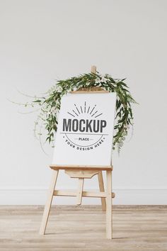 an easel with a sign mockup on it