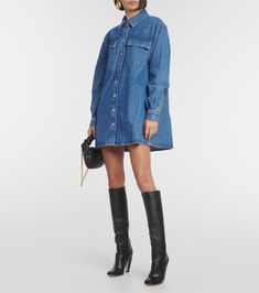 Denim Shirt Dress Outfit, Denim Shirt Outfit, Denim Dress Outfit, Long Sleeve Denim Dress, Best Designer Dresses, Blue Denim Dress, Shirt Dress Outfit, Denim Essentials, Denim Shirt Dress