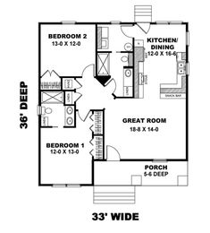 the floor plan for a two bedroom house