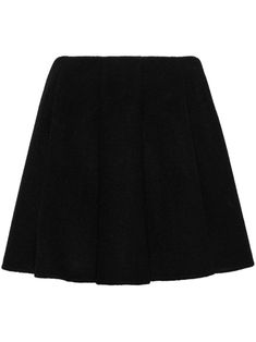 black wool blend concealed rear hook and zip fastening A-line flared hem Cashmere Fabric, Wardrobe Edit, Yoko London, Short Waist, Loose Shorts, Exclusive Fashion, Ballet Flat Shoes, Lady Dior, Black Skirt