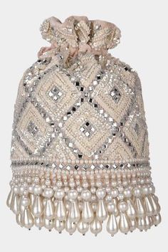 Shop for Aanchal Sayal Cherry Embroidered Bucket Bag Online at Aza Fashions Pearl Tassels, Potli Bags, Environmental Friendly, Velvet Color, Pink Velvet, Online Bags, Pink Bag, Aza Fashion, Blush Pink