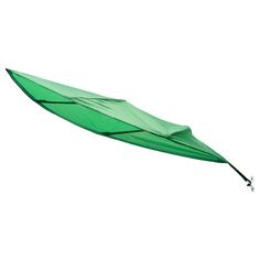 an open green umbrella on a white background