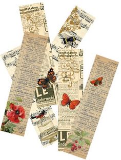 several pieces of paper with butterflies on them