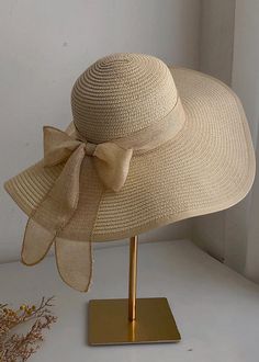 Stylish Khaki Bow Straw Woven Floppy Sun HatMade of fine Bow Straw Woven.Hat Circumference: 58cm/22.62". Matches easily with daily hairstyle, dresses & Shirts Elegant Solid Panama Hat For Summer, Elegant Solid Color Panama Hat For Summer, Chic Solid Color Straw Hat With Short Brim, Chic Solid Straw Hat With Short Brim, Chic Solid Color Brimmed Straw Hat, Chic Solid Brimmed Straw Hat, Elegant Wide Brim Solid Color Sun Hat, Elegant Solid Wide Brim Sun Hat, Elegant Solid Color Wide Brim Sun Hat