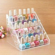 Desain Salon Kuku, Penyimpanan Makeup, Gold Room Decor, Nail Polish Holder, Alat Makeup, Nail Polish Storage, Nail Polish Organizer, Makeup Room Decor, Beauty Organization