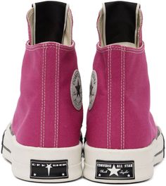 Rick Owens DRKSHDW.Pink Converse Edition TURBODRK Chuck 70 Sneakers.High-top canvas sneakers in pink..· Square rubber cap toe.· Lace-up closure.· Logo patch at extended tongue.· Logo patch and eyelet vents at inner side.· Rubberized logo patch at heel counter.· Logo printed at padded footbed.· Treaded rubber sole.· Contrast stitching in white.Part of the Rick Owens Drkshdw x Converse collaboration..Supplier color: Hot pink.Upper: textile. Sole: rubber..Made in China..232126M236000 Pink Canvas Shoes For Streetwear With Round Toe, Pink Canvas Shoes With Round Toe For Streetwear, Pink High-top Canvas Shoes With Vulcanized Sole, Pink Canvas High-top Sneakers For Spring, Pink Low-top Cotton Sneakers, Pink Mid-top Canvas Sneakers, Pink Cotton Low-top Sneakers, Pink Canvas High-top Sneakers With Round Toe, Pink Canvas High-top Sporty Sneakers