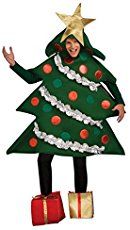 a woman dressed in a christmas tree costume