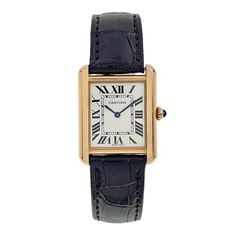 Cartier Tank Solo 3168 Quartz 24x31mm White Yellow gold - 3ATM - Sapphire crystal Cartier Tank Solo, Roman Numeral Bracelet, Hamilton Khaki Field, Cartier Tank, Model Tanks, Cartier Watch, Yellow Gold Bracelet, Gold Case, White Dial