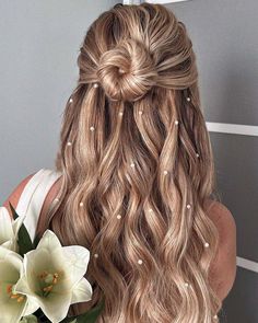 Frizura Za Vjencanje, Hoco Accessories, Half Ponytail, Simple Wedding Hairstyles, Elegant Wedding Hair, Prom Hairstyles For Long Hair, Wedding Hairstyles Half Up Half Down, Wedding Hair Inspiration