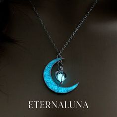 Beautiful and elegant crescent moon necklace that glows in the dark! 45cm link chain with 3.5cm Moon pendant. Perfect for moon-lovers or a Halloween gift. 3 Different colours available! 30 day money back guarantee. Halloween Moon Charm Jewelry As Gift, Silver Glow In The Dark Jewelry For Party, Silver Glow-in-the-dark Jewelry For Party, Mystical Luminous Jewelry Gift, Mystical Luminous Jewelry For Gifts, Magic Clothes, Halloween 3, Jewelry Accessories Ideas, Moon Lovers