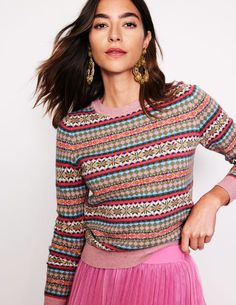 Edie Fair Isle Jumper - Heritage Fair Isle | Boden US Fair Isle Jumper, Motif Fair Isle, Fair Isle Pullover, Boden Uk, Fair Isle Sweater, Cardigan Top, Mini Boden, Petite Dresses, Mini Fashion