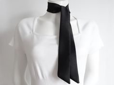 Unisex black satin scarf / sash for a fashionable modern style. Say hello to your new hair obsession.  Many wearable variations such as hair scarf, wrist scarf, sash belt, neck scarf, purse or hat scarf... Wrap around a low / high hair bun, ponytail or twine in a stylish braid.   Add a bowknot neck scarf or a satin sash belt to accessorize your outfit for that unique finishing touch.  A must-have versatile scarf that is a perfect statement accessory for any social event, wedding or everyday casu Black Standard Tie For Office, Elegant Adjustable Scarf Neckwear, Formal Satin Scarves, Classic Black Neckwear As A Gift, Classic Black Neckwear Gift, Classic Black Neckwear For Gift, Elegant Black Neckwear For Gift, Elegant Silk Scarf With Ties For Work, Classic Black Silk Scarf For Work