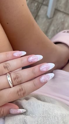 Nail Inspo Almond Birthday, Nails With A Star, Pink Quince Nails Almond, Nails Short Almond Shape, Pink And White Prom Nails, White Nails With Pink Stars, Pink Nails With White Stars, Cute Pink Nails Almond, Pink Star French Tip Nails