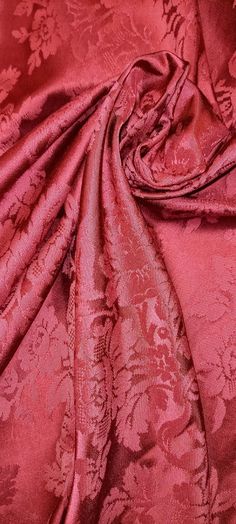 Burgundy damask style fabric for interior decoration, upholsterer, seats, curtains, costume, period, theater, cushions 1.30m wide Damask Curtain Fabric, Damask Style, Printed Silk Fabric, Japanese Fabric, Printed Silk, Interior Decoration, Silk Fabric, Silk Printing, Damask