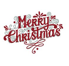 merry christmas lettering in red and white