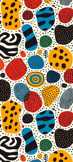 an image of a pattern with different colors and shapes on the surface, as well as dots