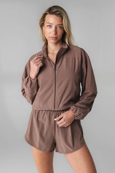 The Breeze Windbreaker is the perfect layering piece to throw on top of your favorite outfit. This jacket offers functionality and comfort while also providing a sporty look to add to your wardrobe. Sporty Look, Layering Pieces, Mocha, Hoodies Womens, Favorite Outfit, Fabric Design, Layering, Active Wear, Wardrobe