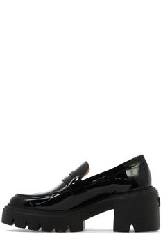 Soho Slip-On Loafers from Stuart Weitzman Modern Flat Platform Loafers For Work, Modern Patent Leather Pointed Toe Loafers, Modern Flat Platform Loafers For Formal Occasions, Modern Flat Loafers For Office, Spring Formal Patent Leather Loafers, Trendy Business Loafers With Flat Heel, Modern Spring Flat Platform Loafers, Modern Patent Leather Slip-on Loafers, Platform Loafers With Flat Heel For Spring Formal