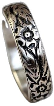 Sterling silver or gold floral pattern ring