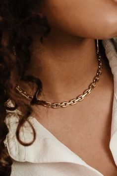 Chunky Chain Link Necklace – Ettika Chain Link Necklace, Link Necklace, Chain Link, Chain Necklace, 18k Gold, Gold Plate, Brass, Chain, Gold