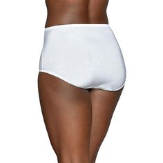 Vanity Fair Illumination Brief Panty 3-Pack The Vanity Fair Illumination Brief offers supreme stretch for ultimate comfort. Satin trim adds an elegant touch at both the legs and waist. This panty has full rear coverage to ensure that the garment will stay in place and not ride up. This Brief silhouette sits at the belly button and leg openings follow the natural crease of the leg.       Body (Solid): 95% Nylon/5% Spandex      Body (Print): 88% Polyester/ 12% Spandex      Lining (Gusset): 100% Co Classic Brief Bottoms In Elastane, Classic Elastane Brief Bottoms, White Bottoms With Wide Waistband In Elastane, Elegant Supportive Solid Bottoms, Classic Stretch Bottoms With Contoured Waistband, Elegant Supportive Solid Color Bottoms, Elegant Shapewear With Moderate Coverage, Classic White Full Coverage Bottoms, Fitted Full Coverage Bottoms For Daywear