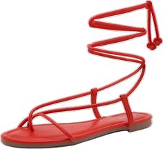 Adjustable Cross-tied Lace-up Sandals, Adjustable Strap Lace-up Sandals, Red Lace-up Sandals For Spring, Trendy Lace-up Ankle Tie Sandals, Red Strappy Beach Sandals, Trendy Adjustable Lace-up Ankle Tie Sandals, Gold Flat Sandals, Casual Slides, Gold Flats