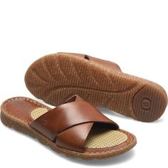 Born Basics | Everyday Shoes | Born Shoes Casual Natural Slides With Woven Sole, Comfortable Natural Leather Sandals, Natural Color Slip-on Sandals With Cushioned Footbed, Beach Slip-on Footbed Sandals With Leather Sole, Comfortable Footbed Sandals With Leather Sole For Beach, Leather Sole Slip-on Footbed Sandals For Vacation, Casual Natural Sandals With Cork-bed Midsoles, Natural Casual Sandals With Cork-bed Midsoles, Everyday Open Toe Sandals With Woven Sole